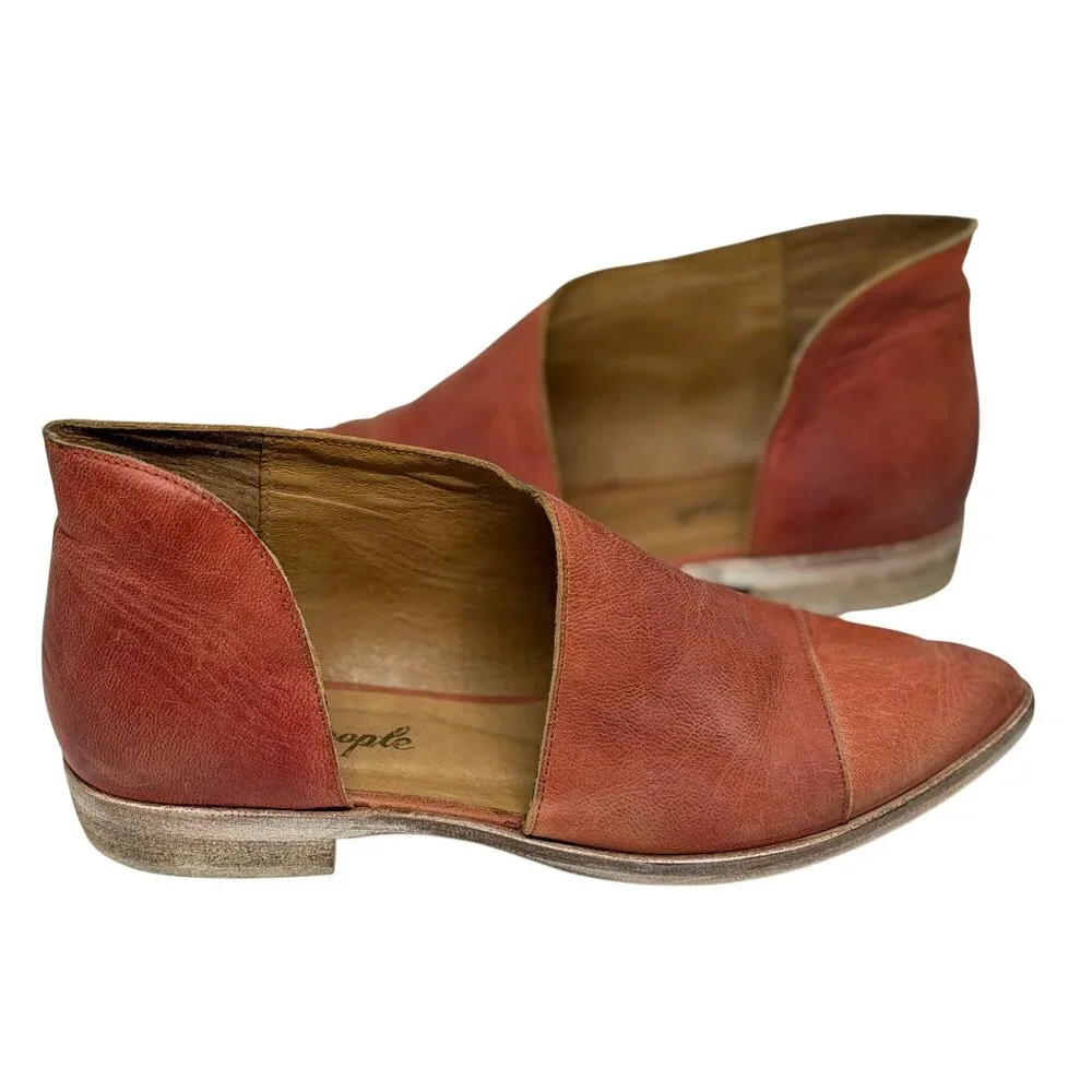 Free People Royale D’Orsay Brown Leather Flat Shoes EU 38 US 7.5 Made in Spain - Picture 2 of 10